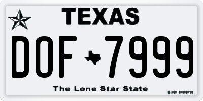 TX license plate DOF7999