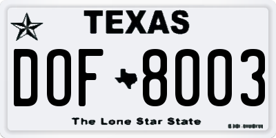 TX license plate DOF8003