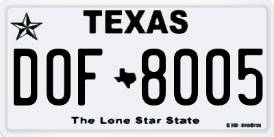 TX license plate DOF8005