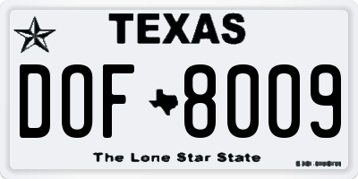TX license plate DOF8009