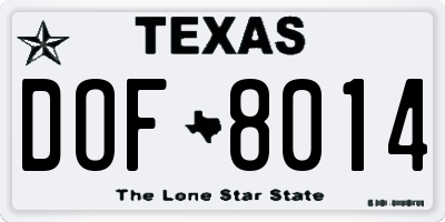 TX license plate DOF8014