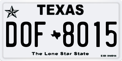 TX license plate DOF8015