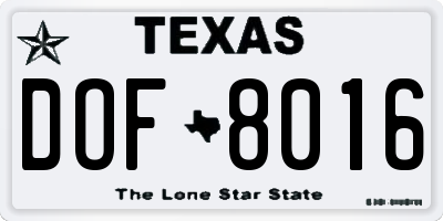 TX license plate DOF8016
