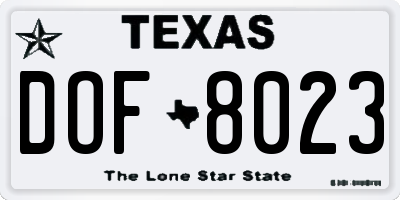 TX license plate DOF8023