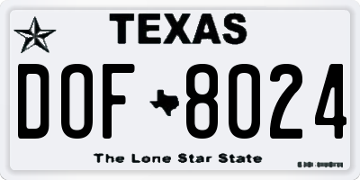 TX license plate DOF8024