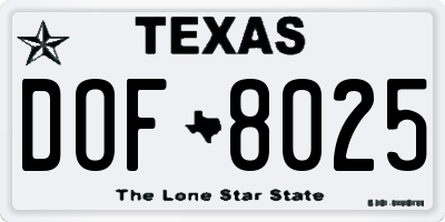 TX license plate DOF8025