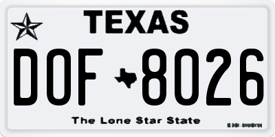 TX license plate DOF8026