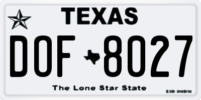 TX license plate DOF8027