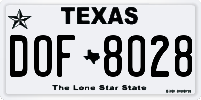 TX license plate DOF8028