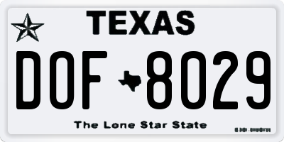 TX license plate DOF8029
