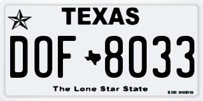TX license plate DOF8033