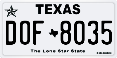 TX license plate DOF8035
