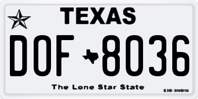 TX license plate DOF8036