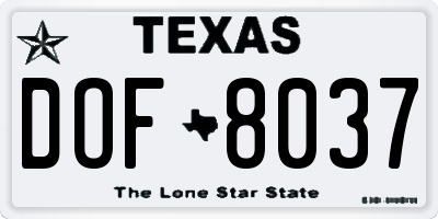 TX license plate DOF8037