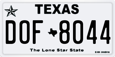 TX license plate DOF8044
