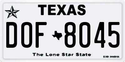 TX license plate DOF8045