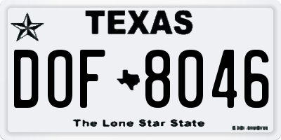 TX license plate DOF8046