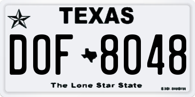 TX license plate DOF8048