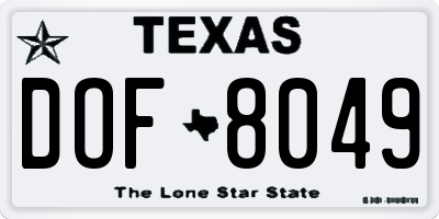 TX license plate DOF8049