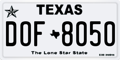 TX license plate DOF8050