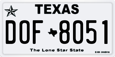 TX license plate DOF8051