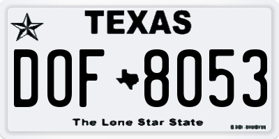 TX license plate DOF8053