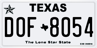 TX license plate DOF8054