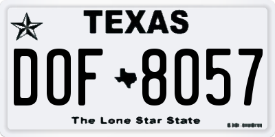 TX license plate DOF8057