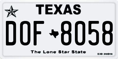 TX license plate DOF8058