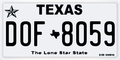 TX license plate DOF8059