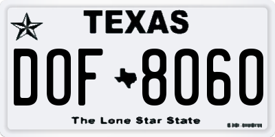 TX license plate DOF8060