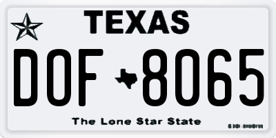 TX license plate DOF8065