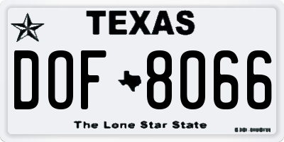 TX license plate DOF8066