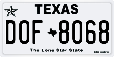 TX license plate DOF8068