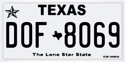 TX license plate DOF8069