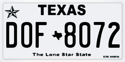 TX license plate DOF8072