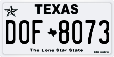 TX license plate DOF8073