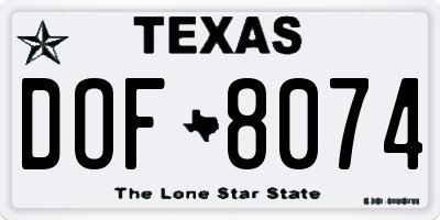 TX license plate DOF8074