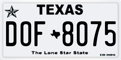TX license plate DOF8075