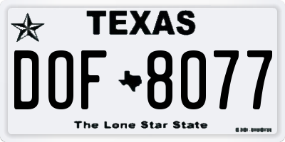 TX license plate DOF8077