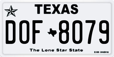 TX license plate DOF8079