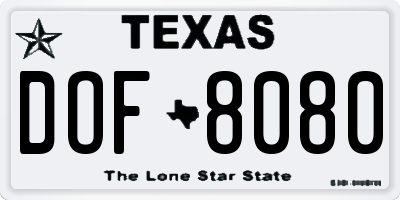 TX license plate DOF8080