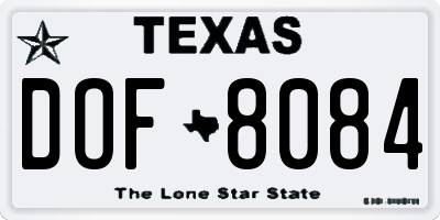 TX license plate DOF8084