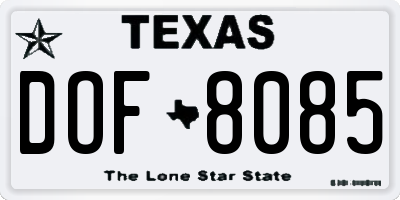 TX license plate DOF8085
