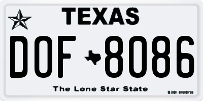 TX license plate DOF8086