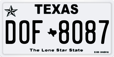 TX license plate DOF8087