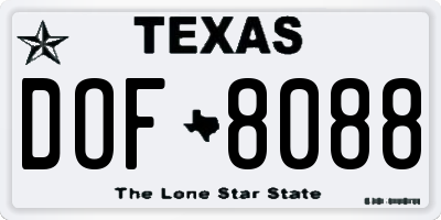 TX license plate DOF8088