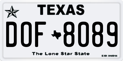 TX license plate DOF8089