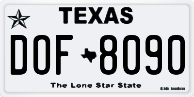 TX license plate DOF8090