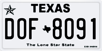 TX license plate DOF8091
